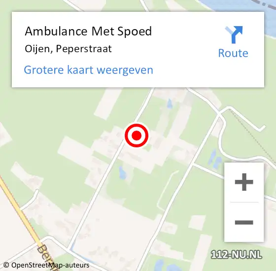 Locatie op kaart van de 112 melding: Ambulance Met Spoed Naar Oijen, Peperstraat op 13 oktober 2016 13:12