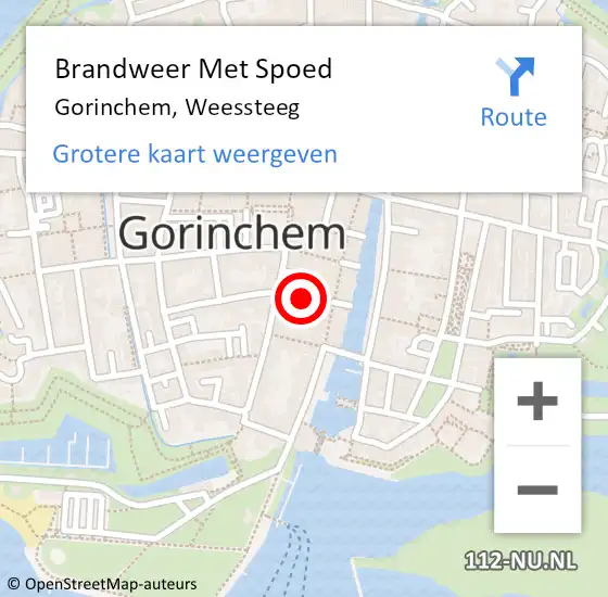 Locatie op kaart van de 112 melding: Brandweer Met Spoed Naar Gorinchem, Weessteeg op 13 oktober 2016 14:20