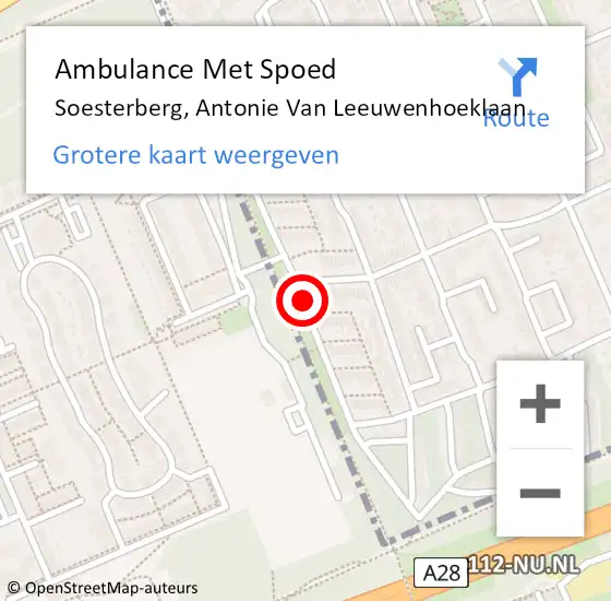 Locatie op kaart van de 112 melding: Ambulance Met Spoed Naar Soesterberg, Antonie Van Leeuwenhoeklaan op 13 oktober 2016 15:19