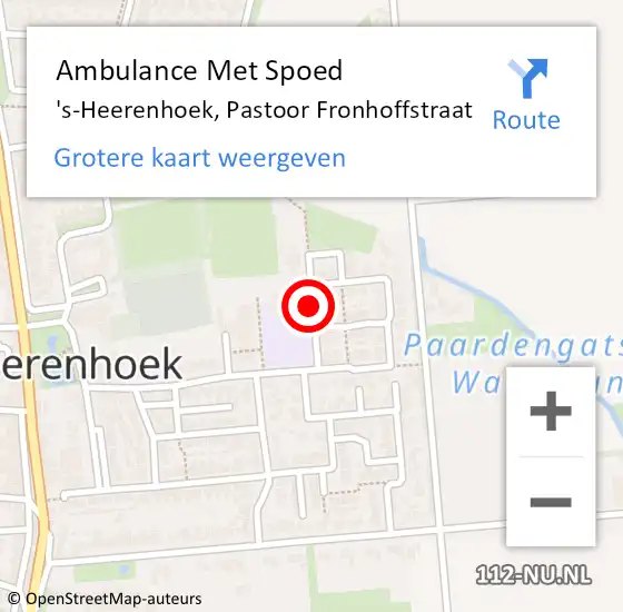 Locatie op kaart van de 112 melding: Ambulance Met Spoed Naar 's-Heerenhoek, Pastoor Fronhoffstraat op 13 oktober 2016 15:31
