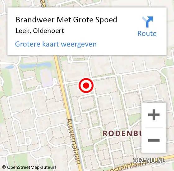 Locatie op kaart van de 112 melding: Brandweer Met Grote Spoed Naar Leek, Oldenoert op 13 oktober 2016 17:33