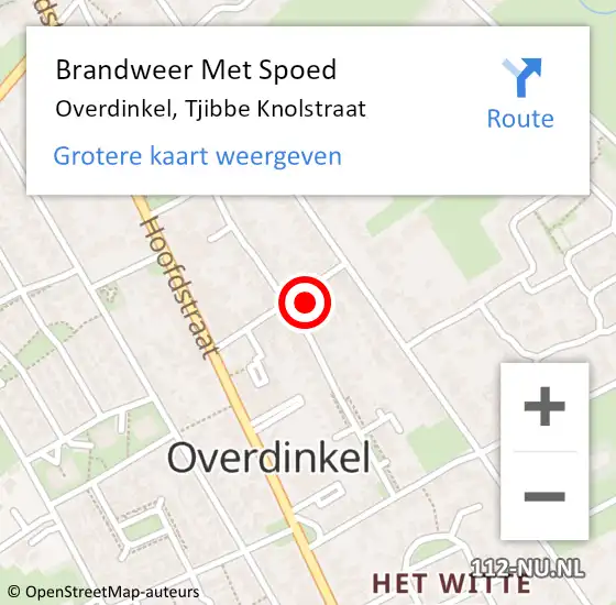 Locatie op kaart van de 112 melding: Brandweer Met Spoed Naar Overdinkel, Tjibbe Knolstraat op 13 oktober 2016 18:02