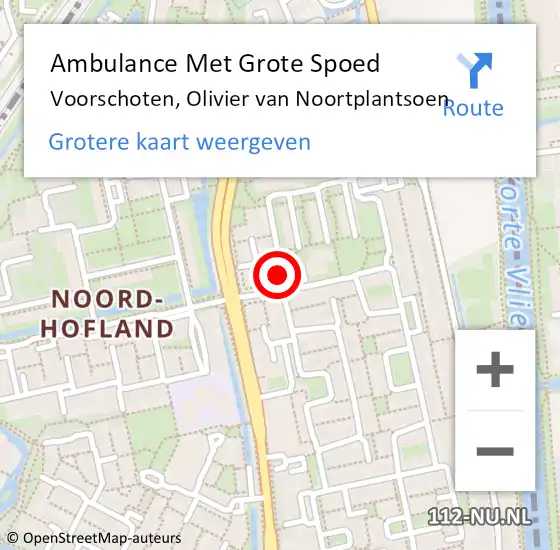 Locatie op kaart van de 112 melding: Ambulance Met Grote Spoed Naar Voorschoten, Olivier van Noortplantsoen op 13 oktober 2016 18:42