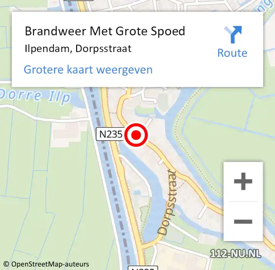 Locatie op kaart van de 112 melding: Brandweer Met Grote Spoed Naar Ilpendam, Dorpsstraat op 13 oktober 2016 18:43