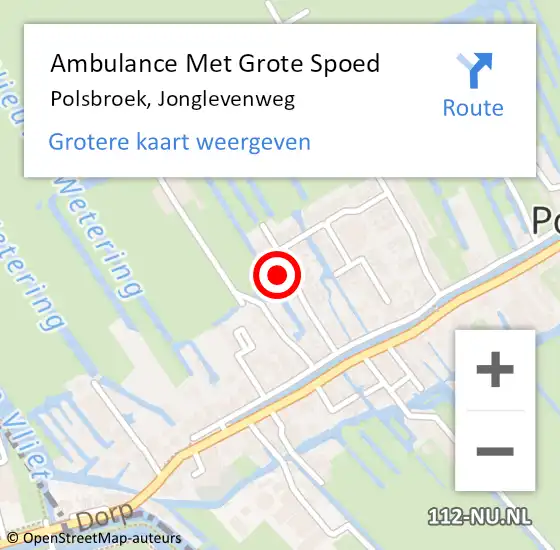 Locatie op kaart van de 112 melding: Ambulance Met Grote Spoed Naar Polsbroek, Jonglevenweg op 13 oktober 2016 19:48