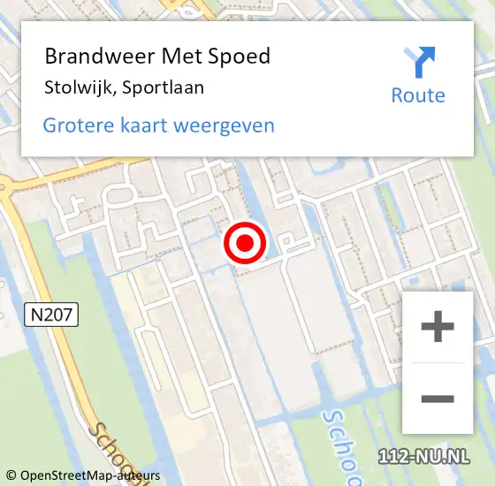 Locatie op kaart van de 112 melding: Brandweer Met Spoed Naar Stolwijk, Sportlaan op 13 oktober 2016 20:59