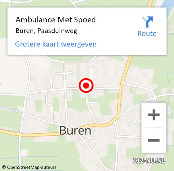 Locatie op kaart van de 112 melding: Ambulance Met Spoed Naar Buren, Paasduinweg op 30 december 2013 14:22