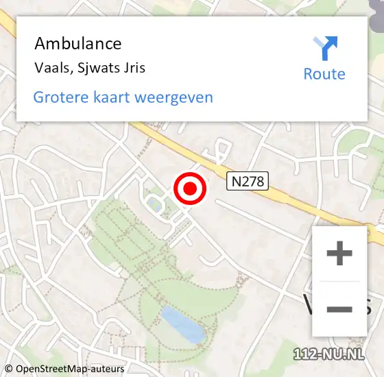 Locatie op kaart van de 112 melding: Ambulance Vaals, Sjwats Jris op 30 december 2013 14:23