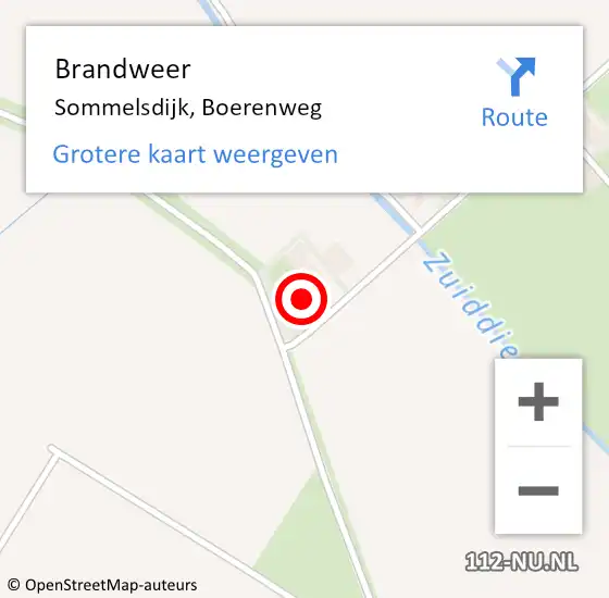 Locatie op kaart van de 112 melding: Brandweer Sommelsdijk, Boerenweg op 13 oktober 2016 22:13