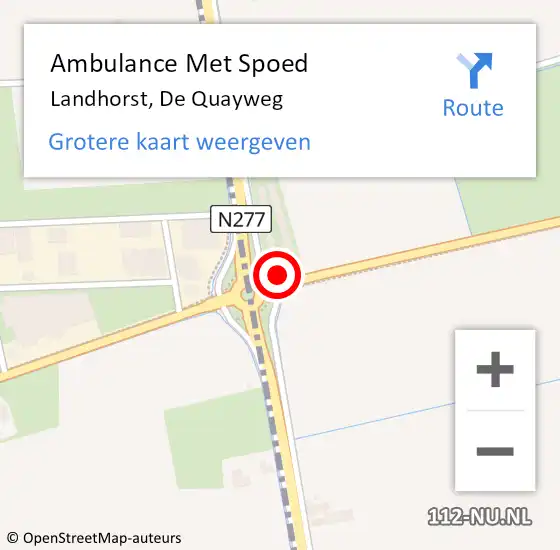 Locatie op kaart van de 112 melding: Ambulance Met Spoed Naar Landhorst, De Quayweg op 13 oktober 2016 23:43