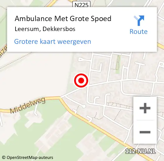 Locatie op kaart van de 112 melding: Ambulance Met Grote Spoed Naar Leersum, Dekkersbos op 14 oktober 2016 00:24