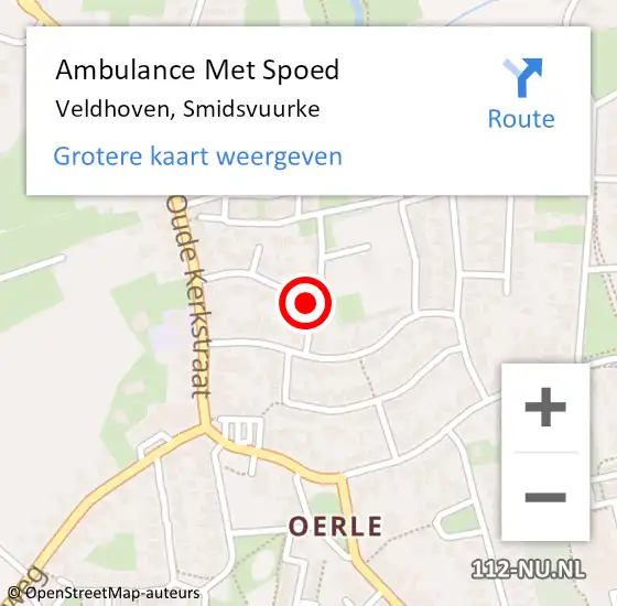 Locatie op kaart van de 112 melding: Ambulance Met Spoed Naar Veldhoven, Smidsvuurke op 14 oktober 2016 02:29