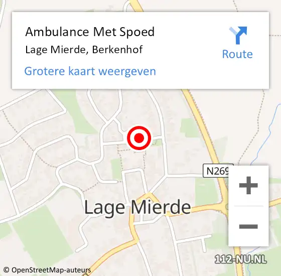 Locatie op kaart van de 112 melding: Ambulance Met Spoed Naar Lage Mierde, Berkenhof op 14 oktober 2016 04:10