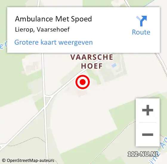 Locatie op kaart van de 112 melding: Ambulance Met Spoed Naar Lierop, Vaarsehoef op 14 oktober 2016 04:49