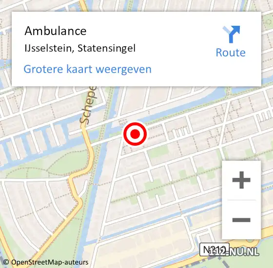 Locatie op kaart van de 112 melding: Ambulance IJsselstein, Statensingel op 14 oktober 2016 05:43