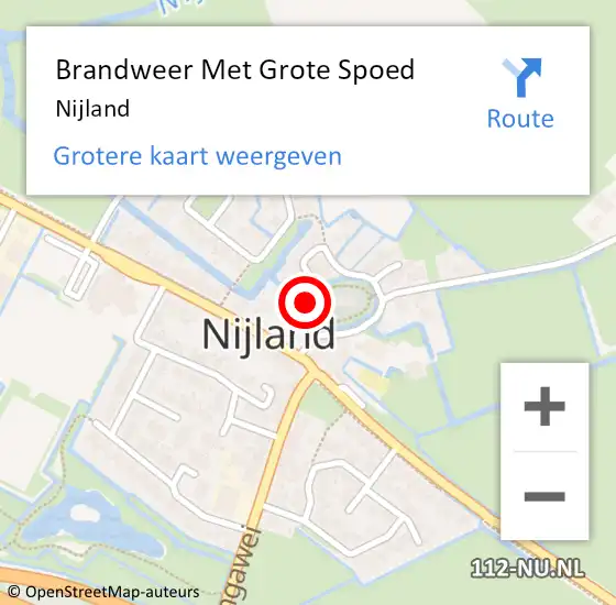 Locatie op kaart van de 112 melding: Brandweer Met Grote Spoed Naar Nijland op 14 oktober 2016 06:22