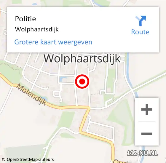 Locatie op kaart van de 112 melding: Politie Wolphaartsdijk op 14 oktober 2016 07:13