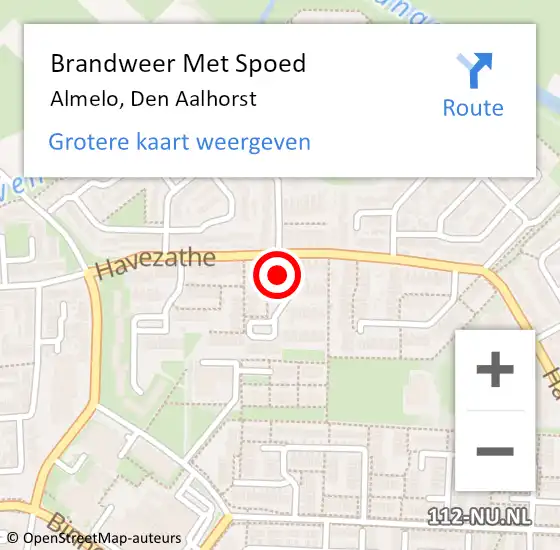 Locatie op kaart van de 112 melding: Brandweer Met Spoed Naar Almelo, Den Aalhorst op 30 december 2013 14:55