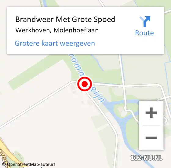 Locatie op kaart van de 112 melding: Brandweer Met Grote Spoed Naar Werkhoven, Molenhoeflaan op 14 oktober 2016 08:17