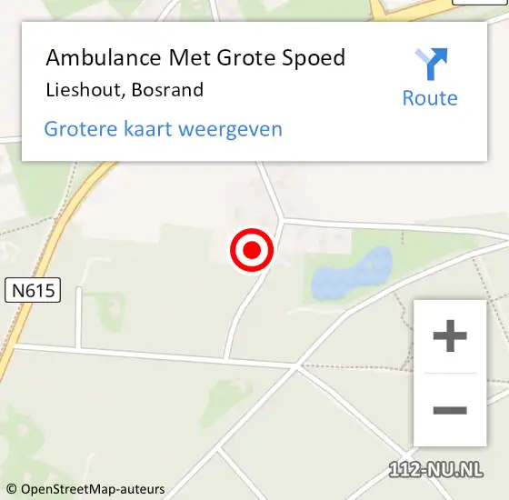 Locatie op kaart van de 112 melding: Ambulance Met Grote Spoed Naar Lieshout, Bosrand op 14 oktober 2016 08:31