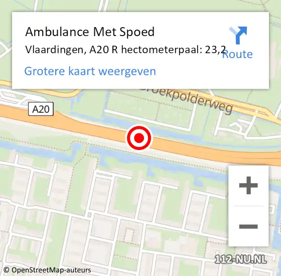 Locatie op kaart van de 112 melding: Ambulance Met Spoed Naar Vlaardingen, A20 L op 14 oktober 2016 08:49