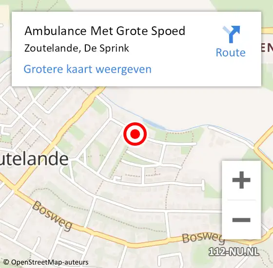 Locatie op kaart van de 112 melding: Ambulance Met Grote Spoed Naar Zoutelande, De Sprink op 14 oktober 2016 09:11