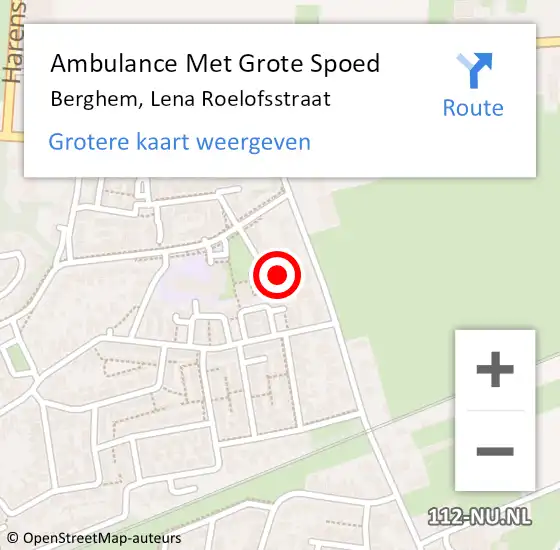 Locatie op kaart van de 112 melding: Ambulance Met Grote Spoed Naar Berghem, Lena Roelofsstraat op 14 oktober 2016 10:27