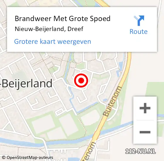 Locatie op kaart van de 112 melding: Brandweer Met Grote Spoed Naar Nieuw-Beijerland, Dreef op 14 oktober 2016 11:07