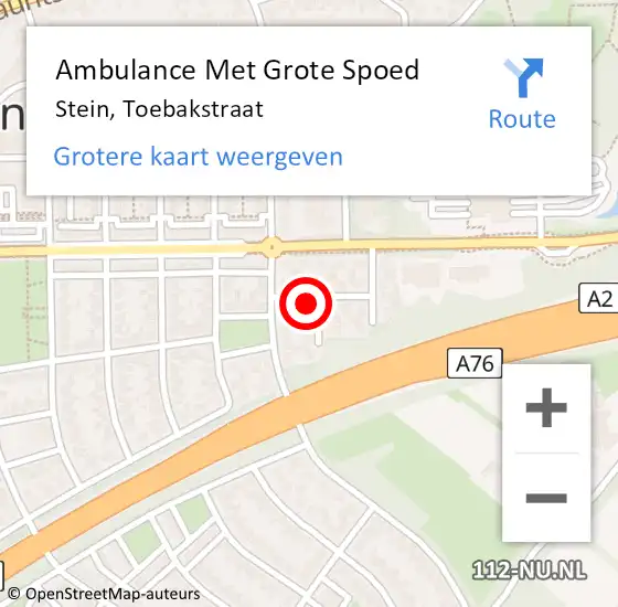 Locatie op kaart van de 112 melding: Ambulance Met Grote Spoed Naar Stein, Toebakstraat op 30 december 2013 15:14