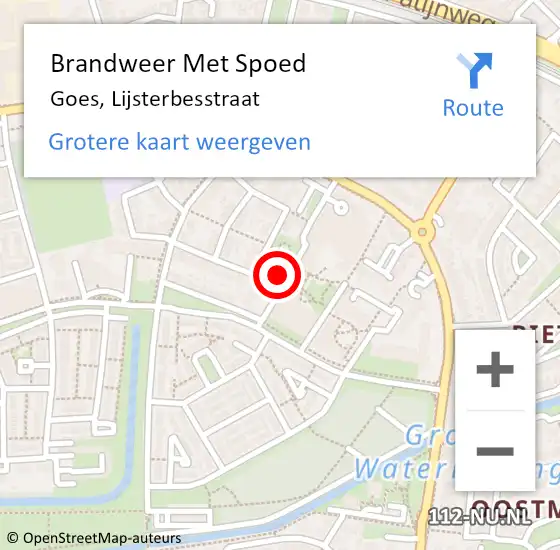 Locatie op kaart van de 112 melding: Brandweer Met Spoed Naar Goes, Lijsterbesstraat op 14 oktober 2016 11:33