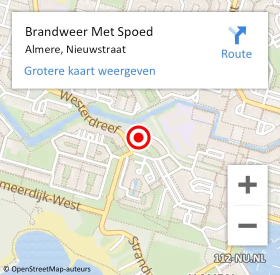 Locatie op kaart van de 112 melding: Brandweer Met Spoed Naar Almere, Nieuwstraat op 14 oktober 2016 12:17