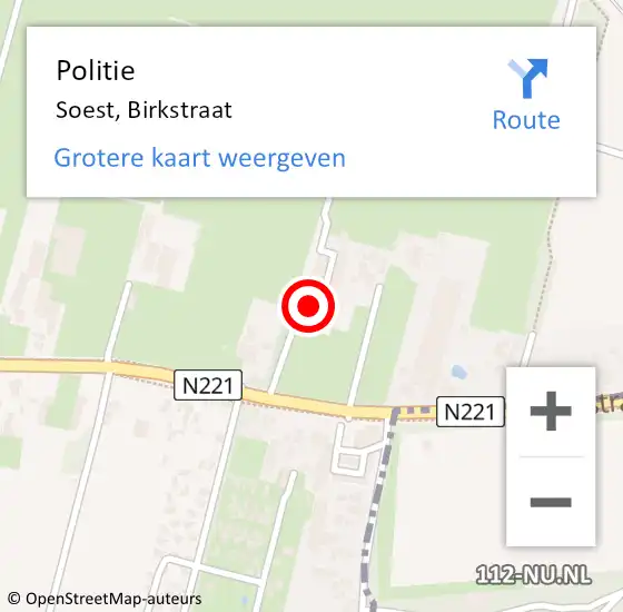 Locatie op kaart van de 112 melding: Politie Soest, Birkstraat op 14 oktober 2016 12:29