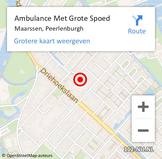 Locatie op kaart van de 112 melding: Ambulance Met Grote Spoed Naar Maarssen, Peerlenburgh op 14 oktober 2016 13:08