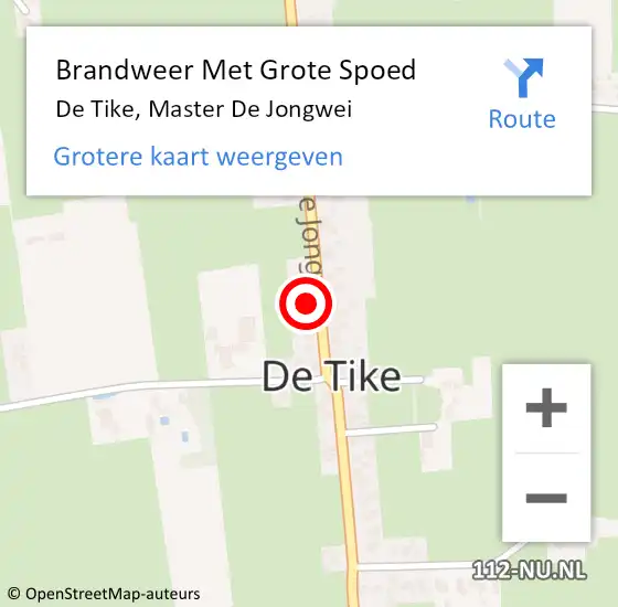 Locatie op kaart van de 112 melding: Brandweer Met Grote Spoed Naar De Tike, Master De Jongwei op 14 oktober 2016 13:13