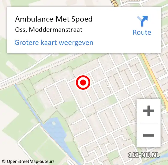 Locatie op kaart van de 112 melding: Ambulance Met Spoed Naar Oss, Moddermanstraat op 14 oktober 2016 13:35