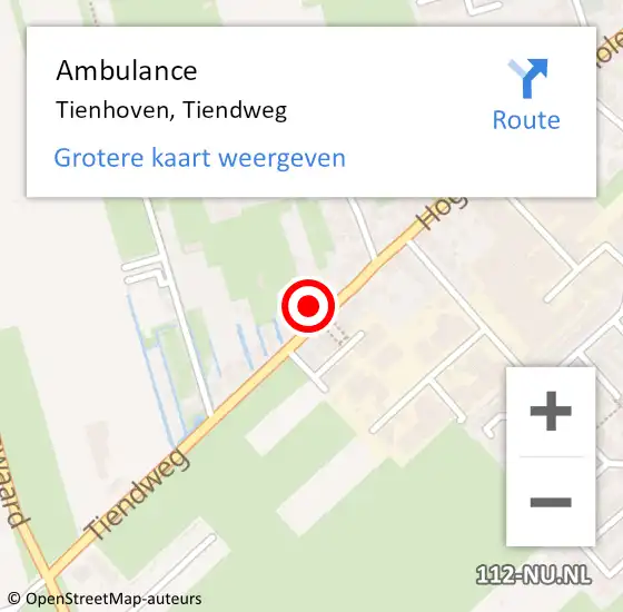 Locatie op kaart van de 112 melding: Ambulance Tienhoven, Tiendweg op 14 oktober 2016 13:35