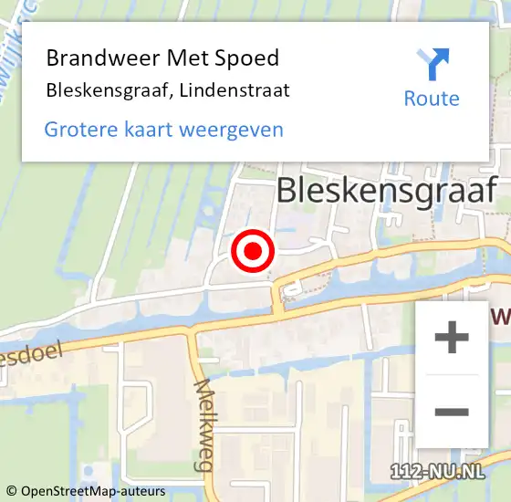 Locatie op kaart van de 112 melding: Brandweer Met Spoed Naar Bleskensgraaf, Lindenstraat op 30 december 2013 15:36