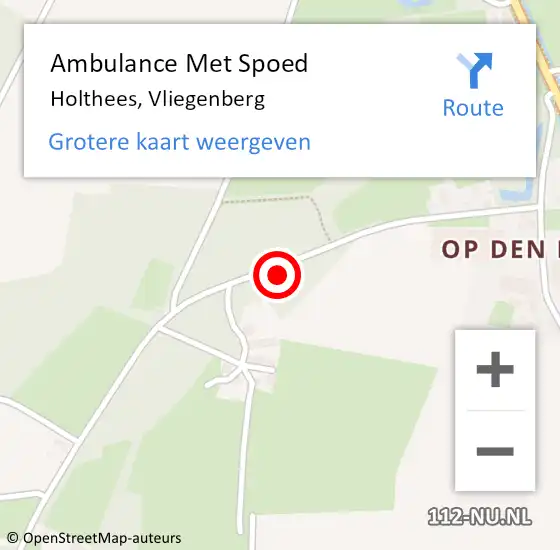 Locatie op kaart van de 112 melding: Ambulance Met Spoed Naar Holthees, Vliegenberg op 14 oktober 2016 15:28