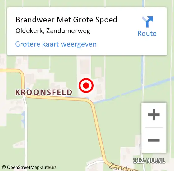 Locatie op kaart van de 112 melding: Brandweer Met Grote Spoed Naar Oldekerk, Zandumerweg op 14 oktober 2016 15:57