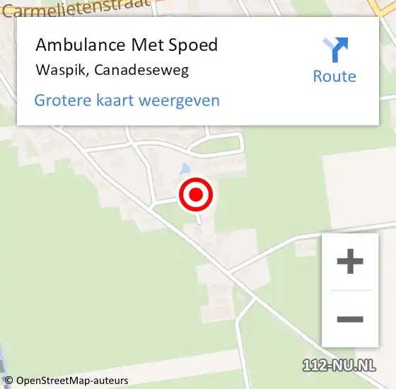 Locatie op kaart van de 112 melding: Ambulance Met Spoed Naar Waspik, Canadeseweg op 14 oktober 2016 16:24