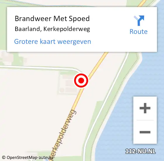 Locatie op kaart van de 112 melding: Brandweer Met Spoed Naar Baarland, Kerkepolderweg op 14 oktober 2016 16:27