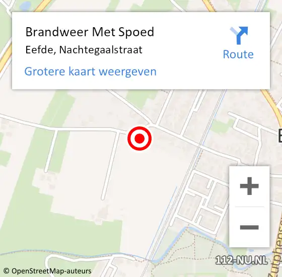 Locatie op kaart van de 112 melding: Brandweer Met Spoed Naar Eefde, Nachtegaalstraat op 14 oktober 2016 16:55