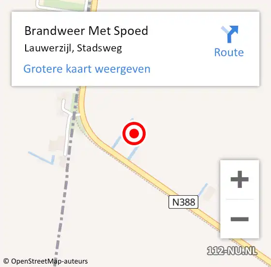 Locatie op kaart van de 112 melding: Brandweer Met Spoed Naar Lauwerzijl, Stadsweg op 14 oktober 2016 17:10