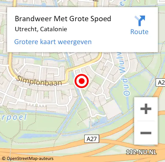 Locatie op kaart van de 112 melding: Brandweer Met Grote Spoed Naar Utrecht, Catalonie op 14 oktober 2016 17:18