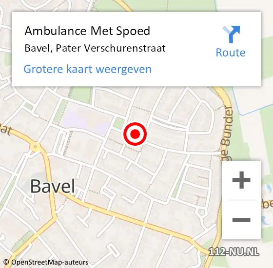 Locatie op kaart van de 112 melding: Ambulance Met Spoed Naar Bavel, Pater Verschurenstraat op 14 oktober 2016 17:32