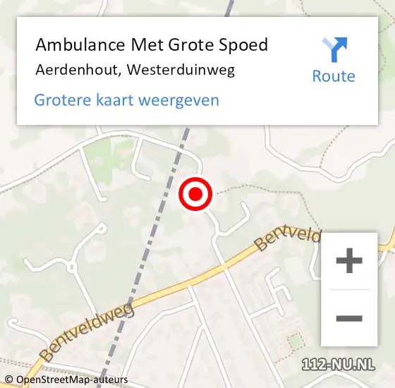 Locatie op kaart van de 112 melding: Ambulance Met Grote Spoed Naar Aerdenhout, Westerduinweg op 14 oktober 2016 18:09