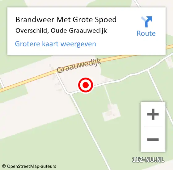 Locatie op kaart van de 112 melding: Brandweer Met Grote Spoed Naar Overschild, Oude Graauwedijk op 14 oktober 2016 18:10