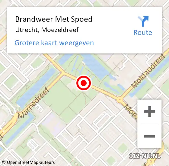 Locatie op kaart van de 112 melding: Brandweer Met Spoed Naar Utrecht, Moezeldreef op 14 oktober 2016 18:17