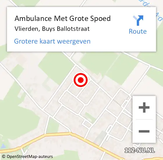 Locatie op kaart van de 112 melding: Ambulance Met Grote Spoed Naar Vlierden, Buys Ballotstraat op 14 oktober 2016 18:48