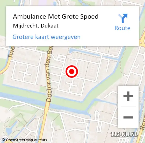 Locatie op kaart van de 112 melding: Ambulance Met Grote Spoed Naar Mijdrecht, Dukaat op 14 oktober 2016 18:53